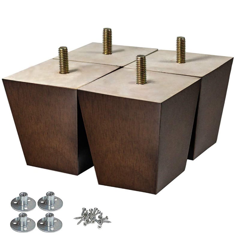 AORYVIC Wood Furniture Legs 3 inch Sofa Legs Pack of 4 Square Couch Legs Brown Mid-Century Modern Replacement Legs for Armchair Recliner Coffee Table Dresser - Image 1